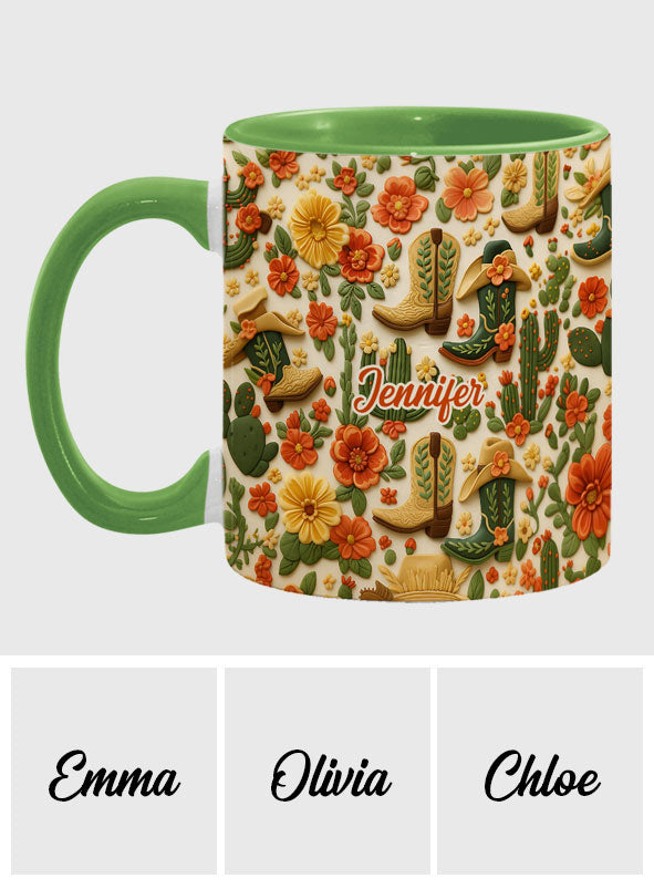Cowgirl Boots Cactus - Personalized Cowgirl Accent Mug