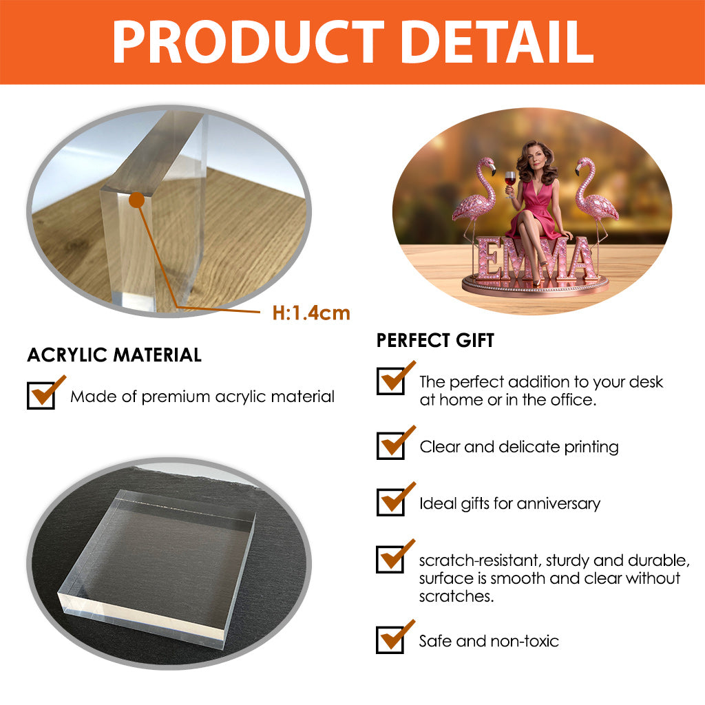 Custom Any Photo - Personalized Flamingo Custom Shaped Acrylic Plaque