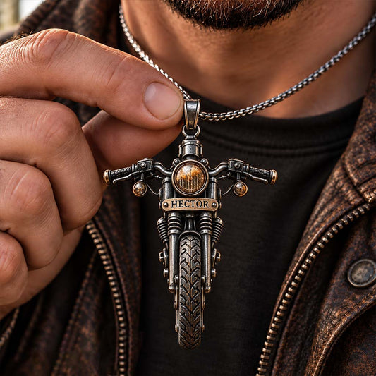 Fahre mit Glauben - Personalisierte Biker-förmige Metallanhänger-Halskette