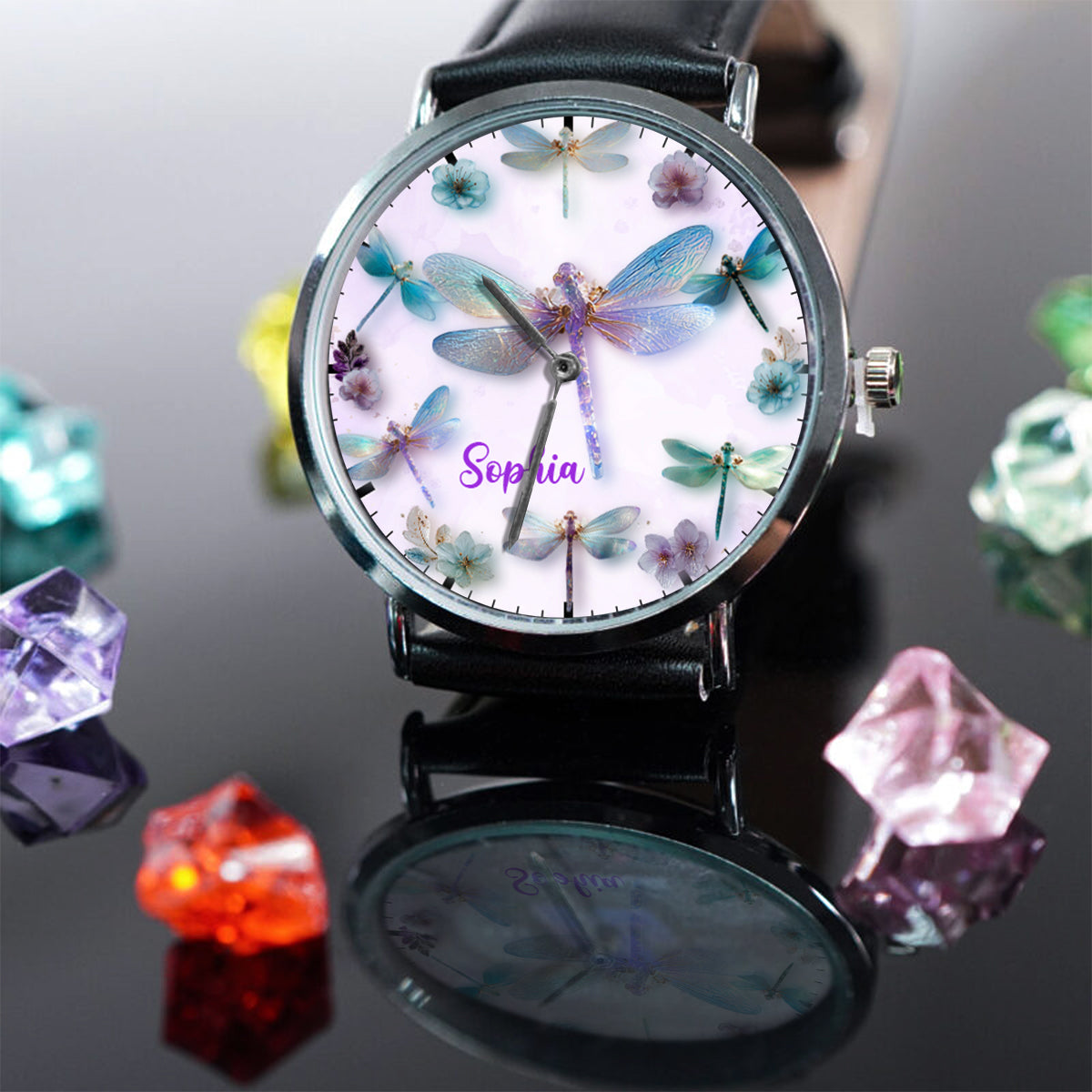 Flüsternde Libellen - Personalisierte Libellen-Handuhr