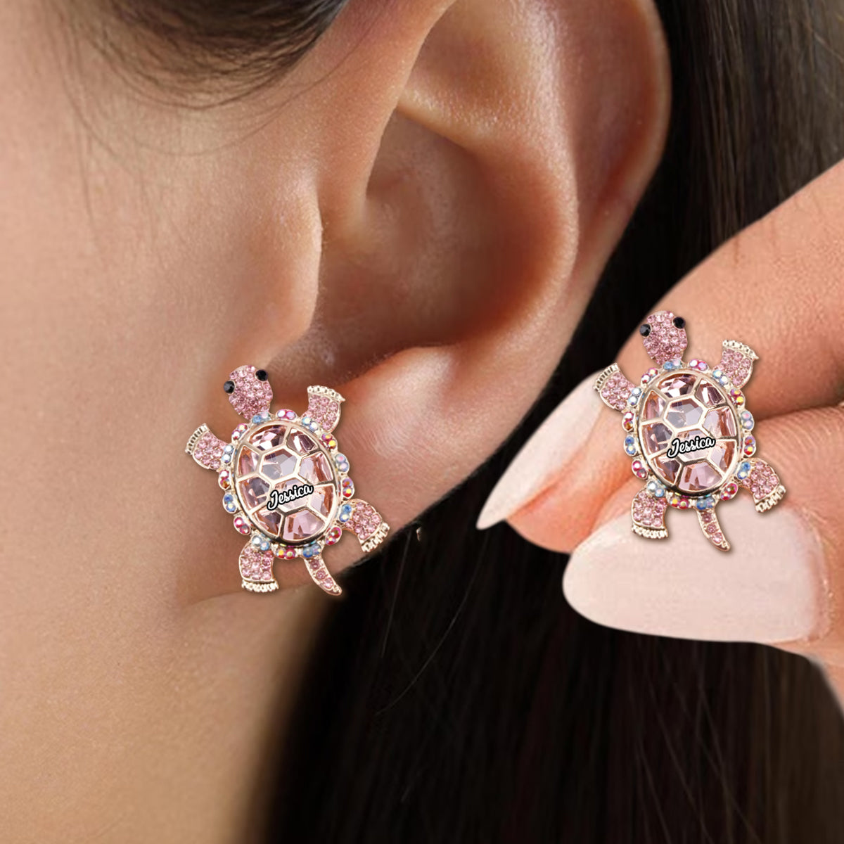 Cute Turtle - Personalized Turtle Stud Earrings