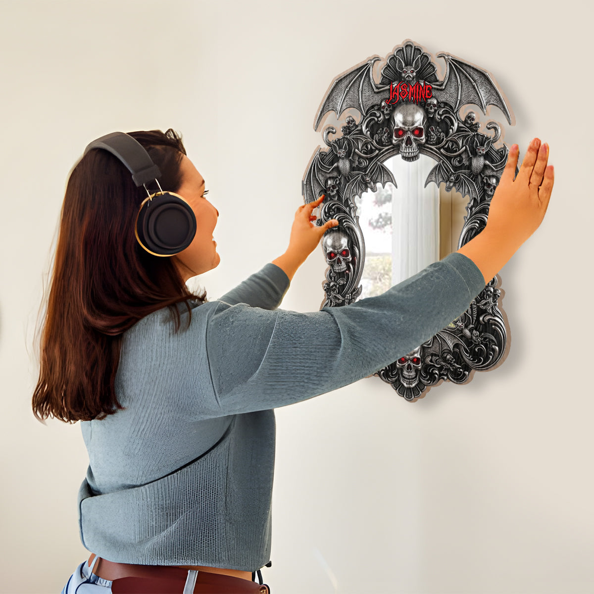 Spooky Skull - Personalized Skull Wall Hanging Mirror