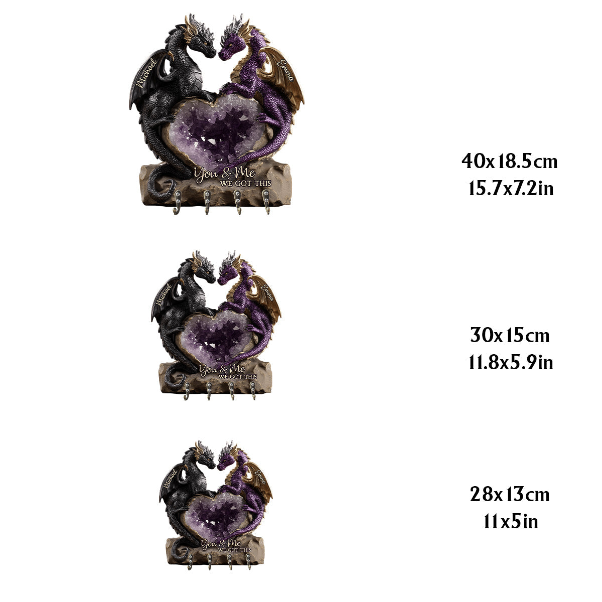 Du und ich, wir schaffen das – Personalisierter Drachen-Hängeständer in individueller Form