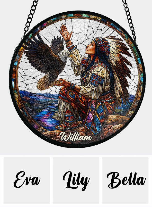 Indigenous - Personalized American Indian Stained Glass Suncatcher