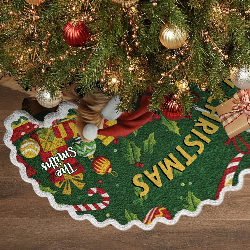 Merry Christmas - Personalized Highland Cow Shaped Tree Skirt