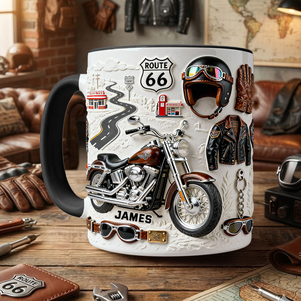 Motorrad – Personalisierter Becher und Untersetzer mit Biker-Motiv