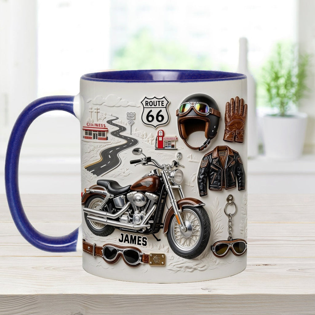 Motorrad – Personalisierter Becher und Untersetzer mit Biker-Motiv