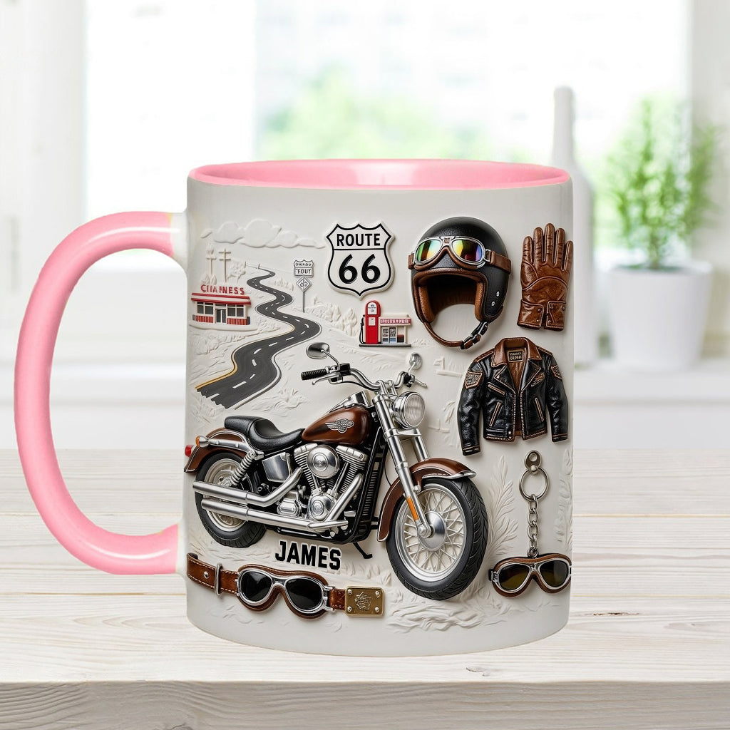 Motorrad – Personalisierter Becher und Untersetzer mit Biker-Motiv