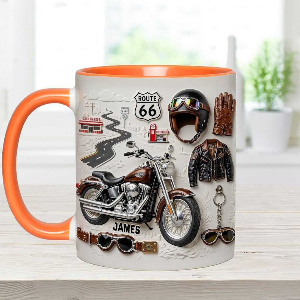 Motorrad – Personalisierter Becher und Untersetzer mit Biker-Motiv