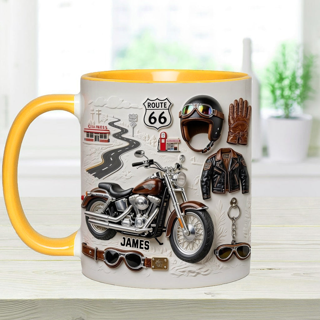 Motorrad – Personalisierter Becher und Untersetzer mit Biker-Motiv