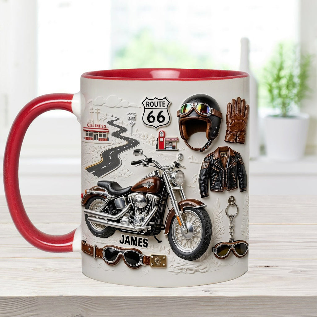 Motorrad – Personalisierter Becher und Untersetzer mit Biker-Motiv