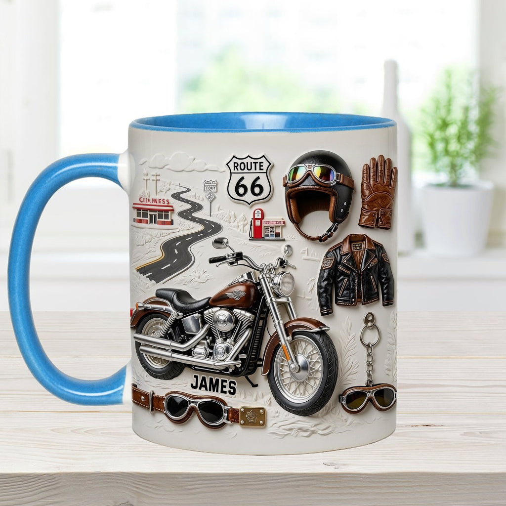 Motorrad – Personalisierter Becher und Untersetzer mit Biker-Motiv