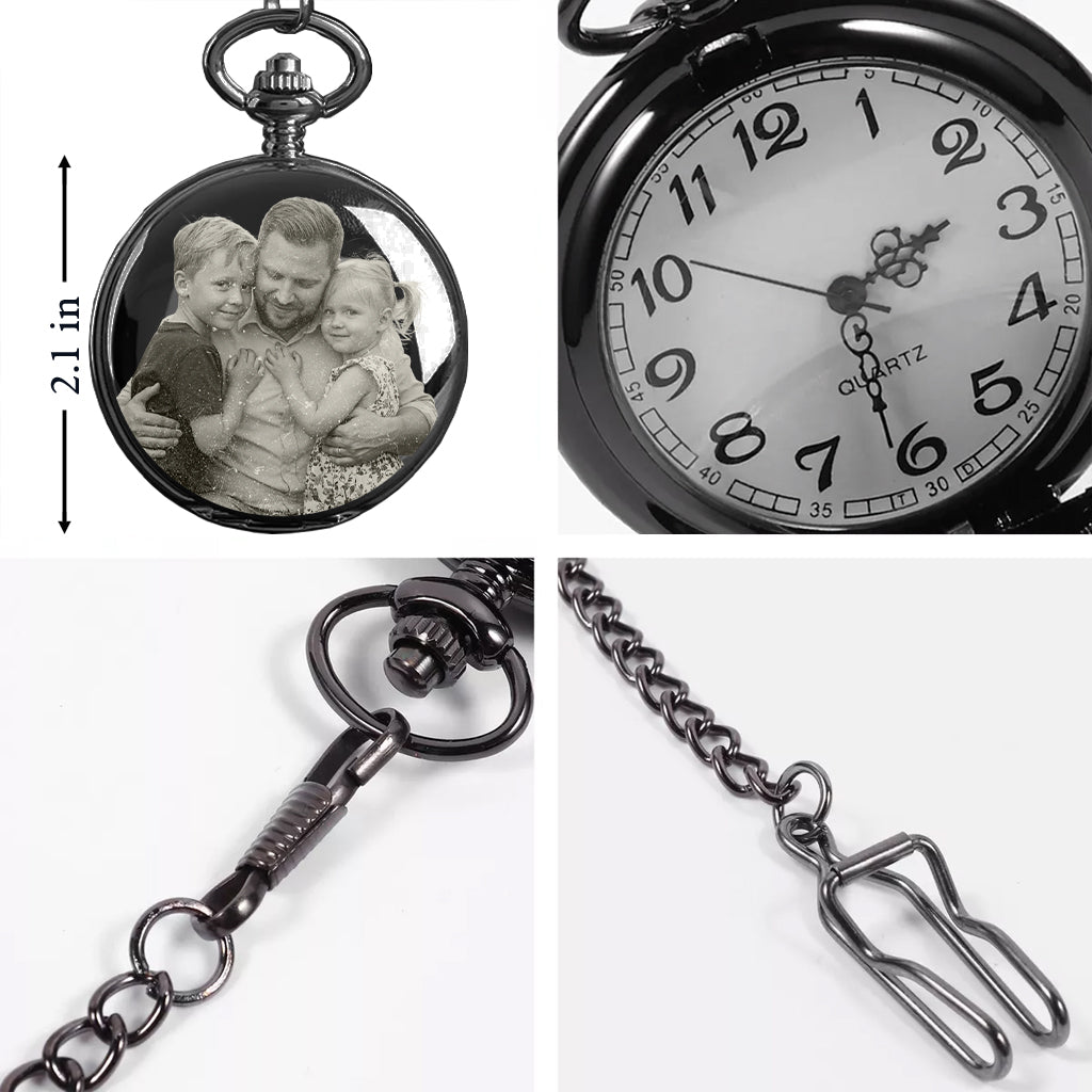 Vergiss den Vatertag, wir lieben dich jeden Tag – personalisierte Taschenuhr für Väter