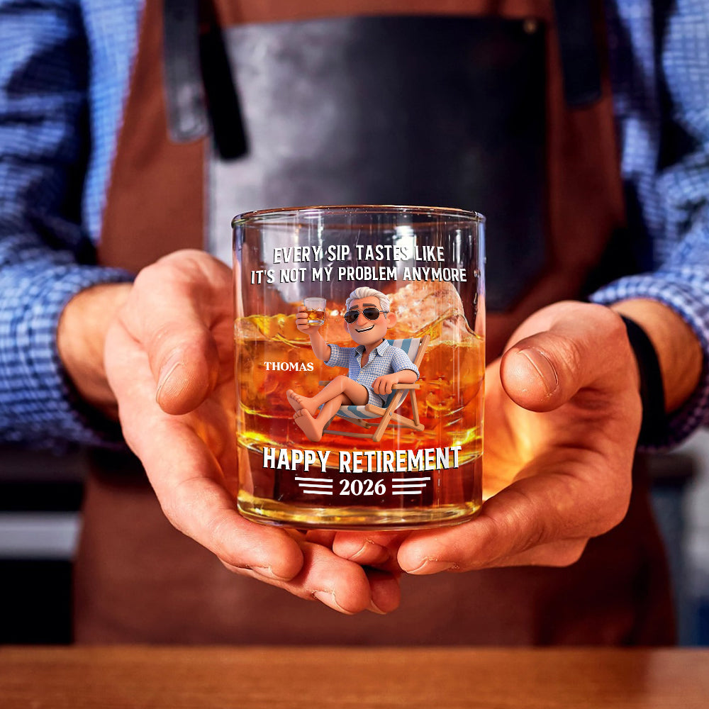 Happy Retirement Gift - Personalized Retired Whiskey Glass