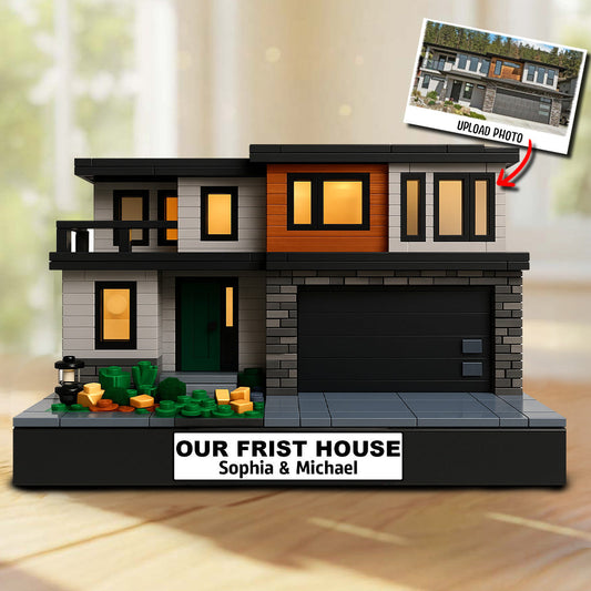Hausbau nach Foto – Personalisierte Acrylplakette in individueller Form für Paare