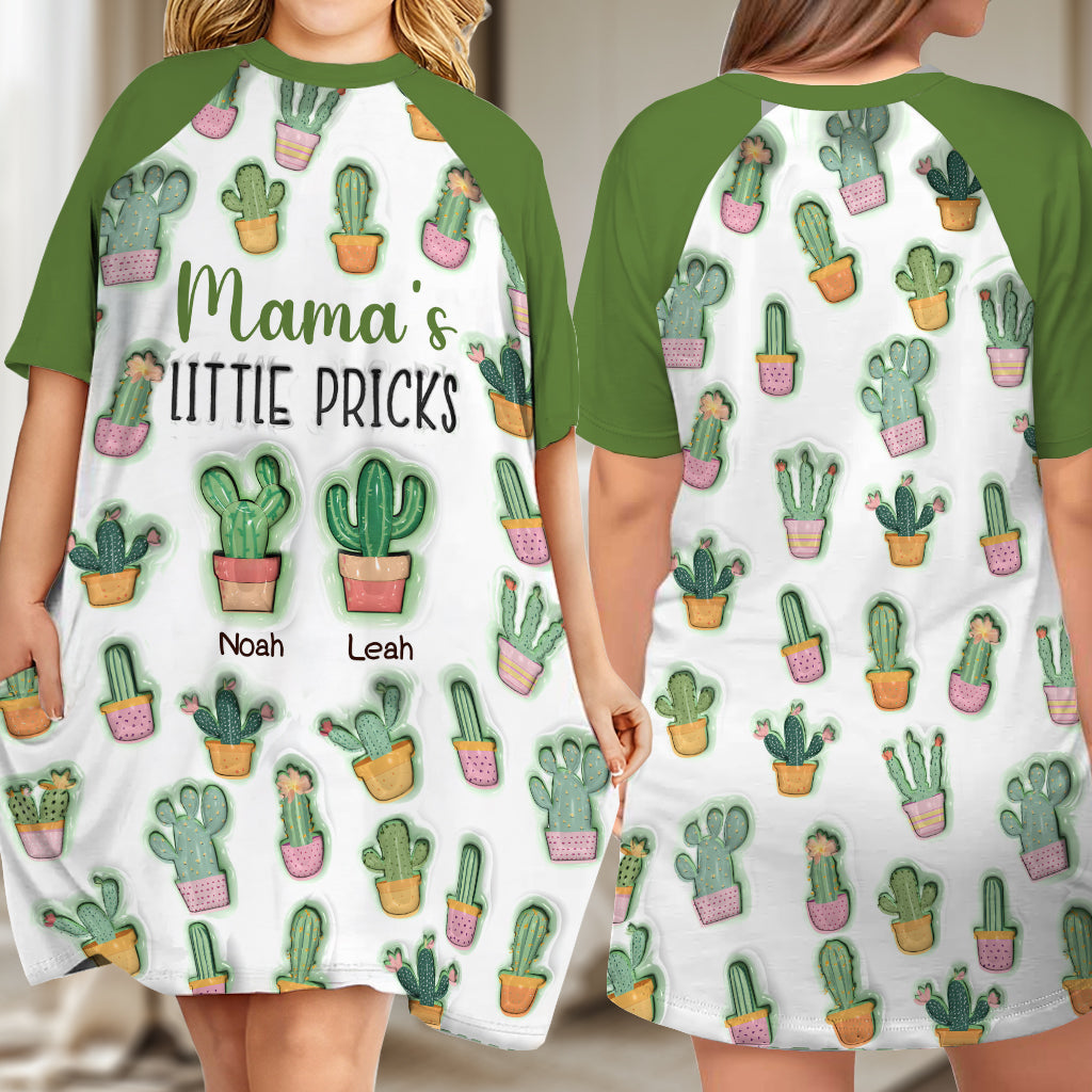 Mamas kleine Stacheln – Personalisiertes Schlafshirt-Kleid für Mütter