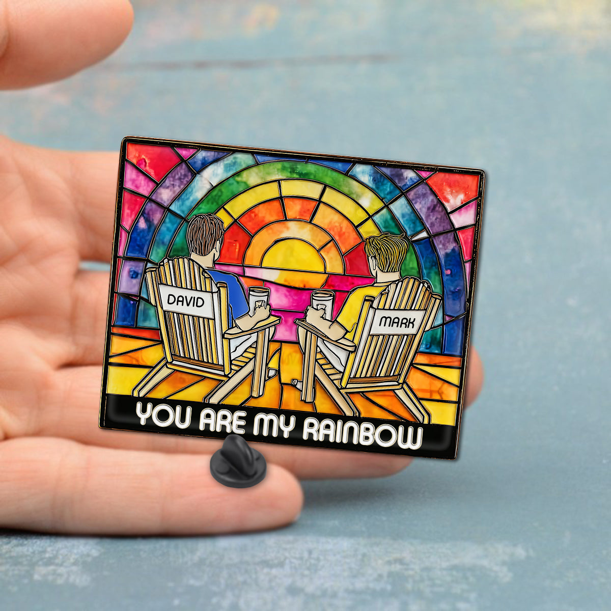 Regenbogenpaar-Liebe – Personalisierter LGBT-Unterstützungs-Pin