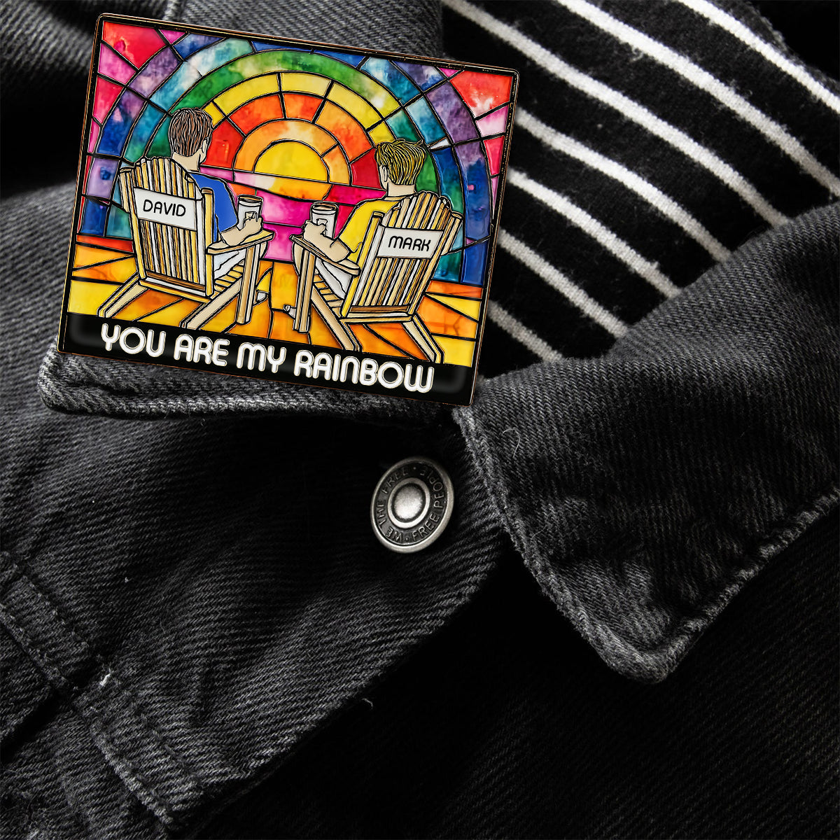 Regenbogenpaar-Liebe – Personalisierter LGBT-Unterstützungs-Pin