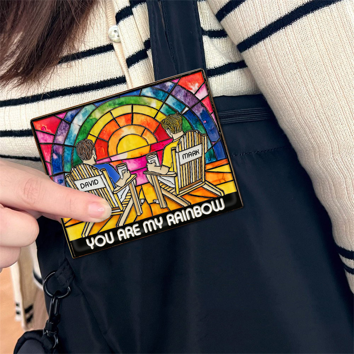 Regenbogenpaar-Liebe – Personalisierter LGBT-Unterstützungs-Pin