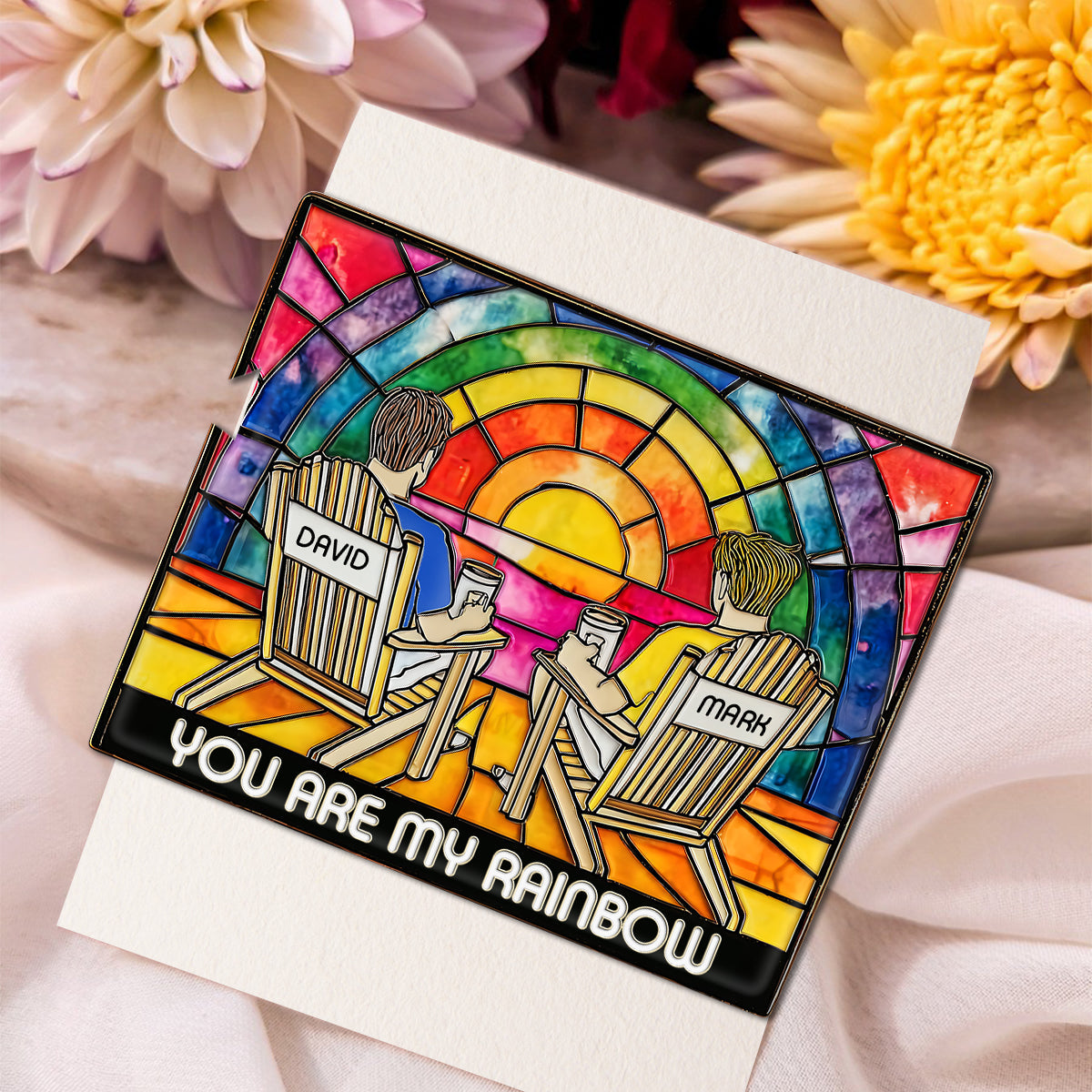 Regenbogenpaar-Liebe – Personalisierter LGBT-Unterstützungs-Pin