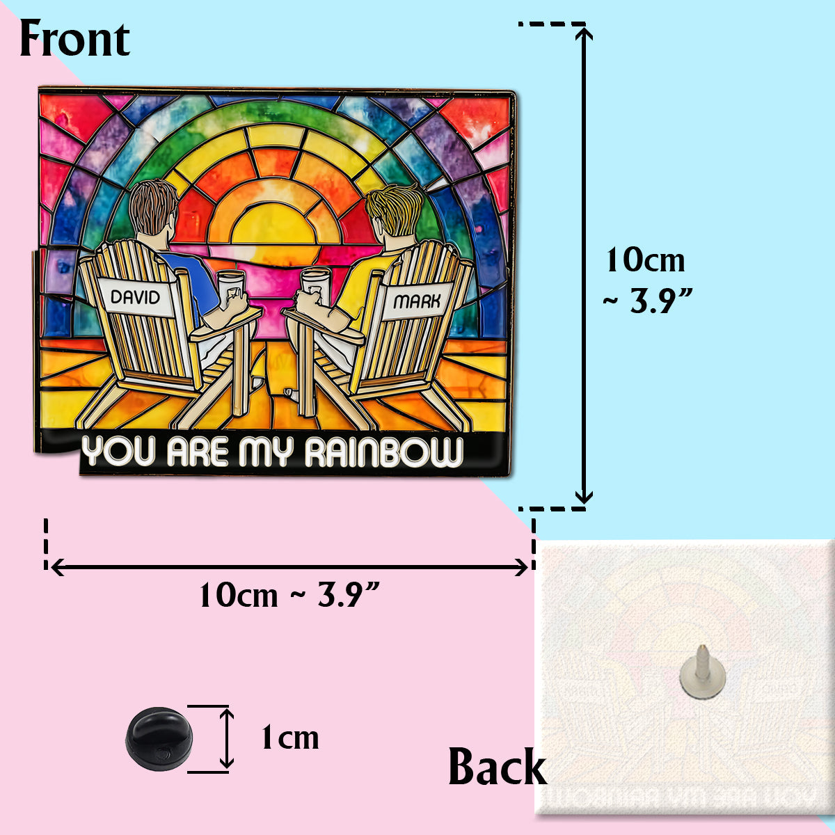 Regenbogenpaar-Liebe – Personalisierter LGBT-Unterstützungs-Pin