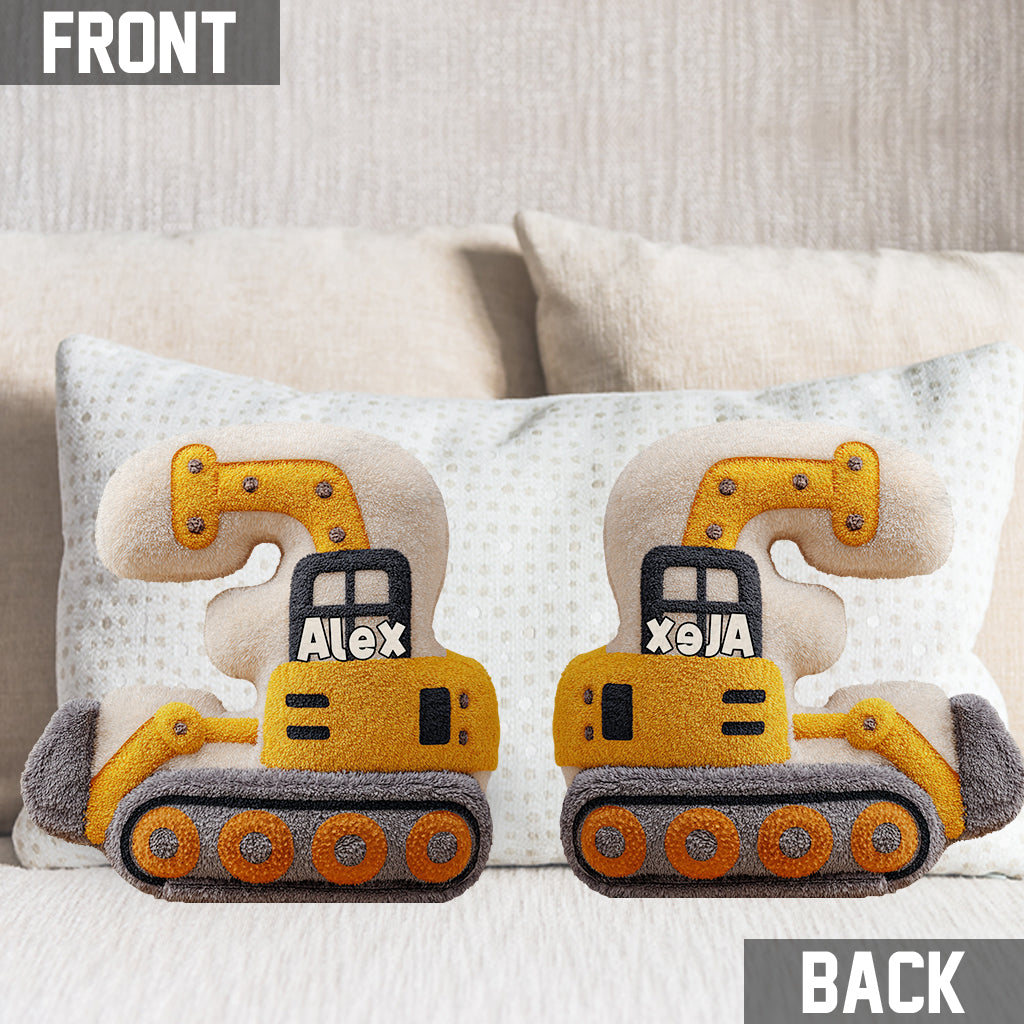 Birthday Gift Construction Machines - Personalized Kid Shaped Pillow