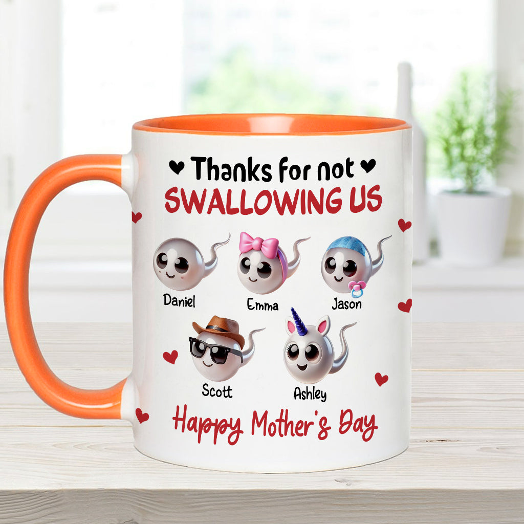 Mama, danke, dass du mich nicht verschluckt hast – Personalisierte Tasse mit Mutter-Akzent