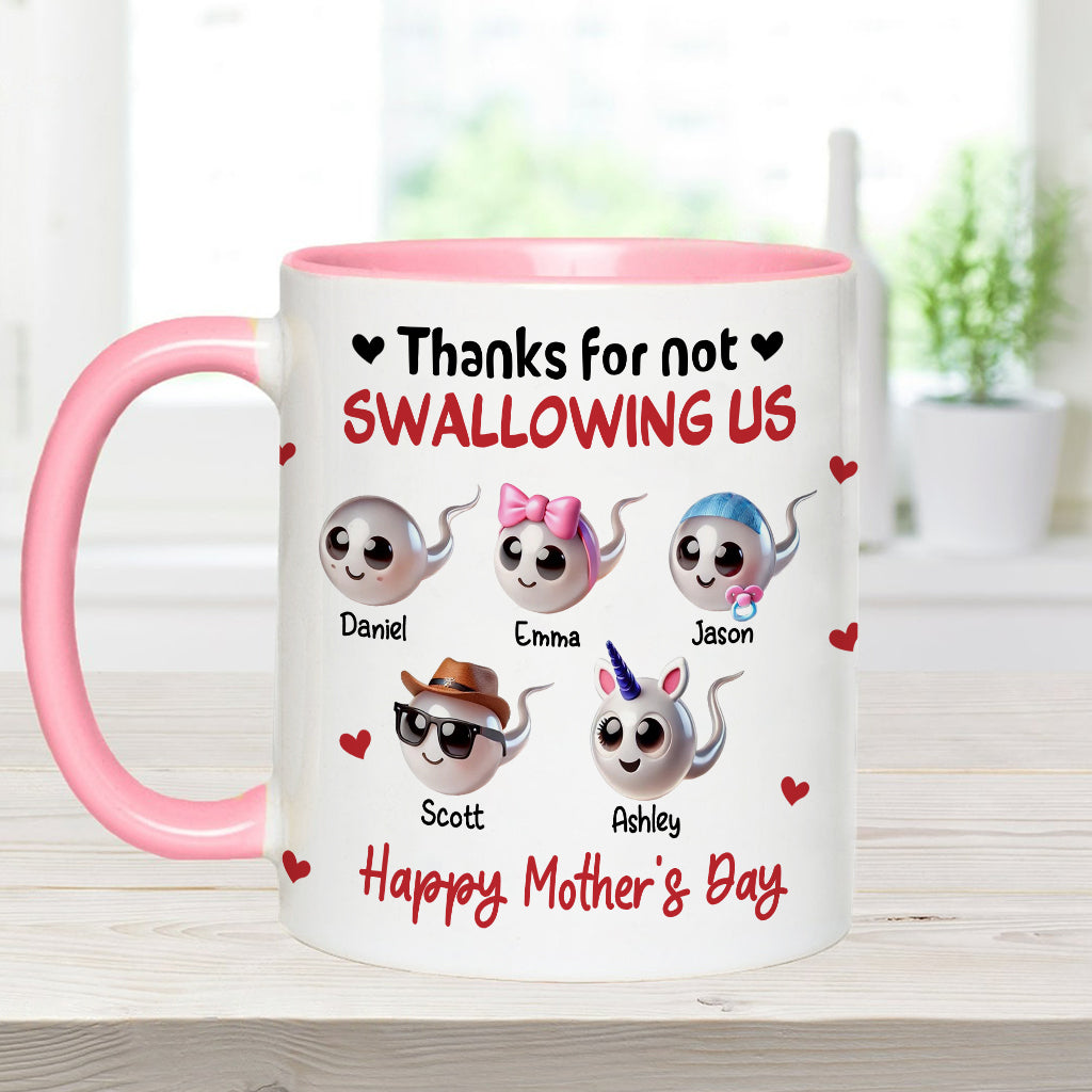 Mama, danke, dass du mich nicht verschluckt hast – Personalisierte Tasse mit Mutter-Akzent