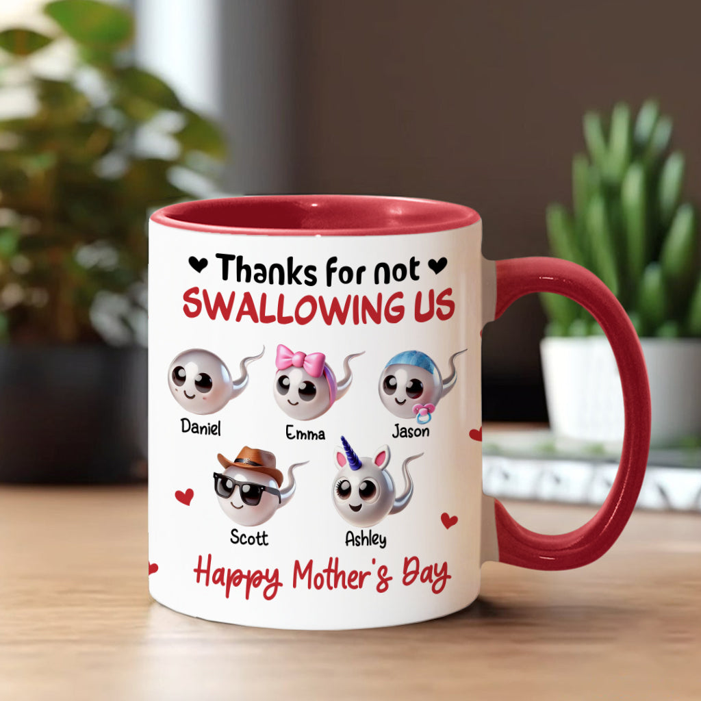 Mama, danke, dass du mich nicht verschluckt hast – Personalisierte Tasse mit Mutter-Akzent