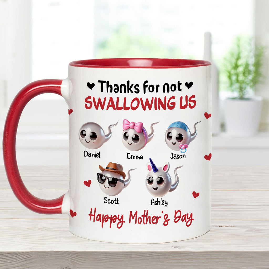 Mama, danke, dass du mich nicht verschluckt hast – Personalisierte Tasse mit Mutter-Akzent