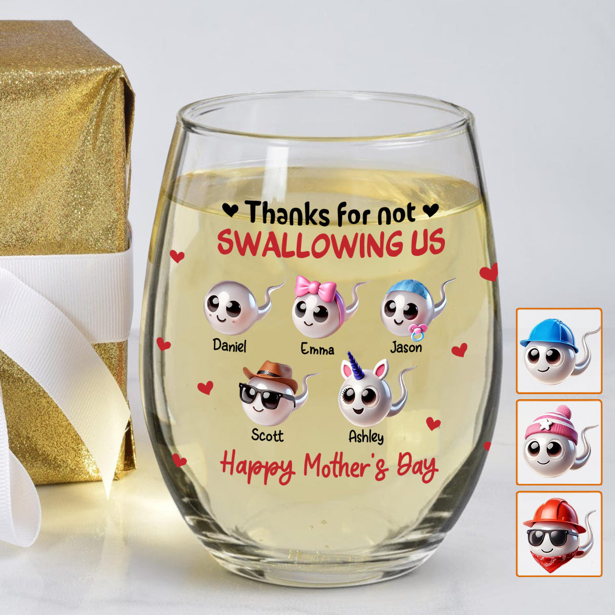 Mama, danke, dass du mich nicht verschluckt hast – personalisiertes Weinglas mit Muttermotiv
