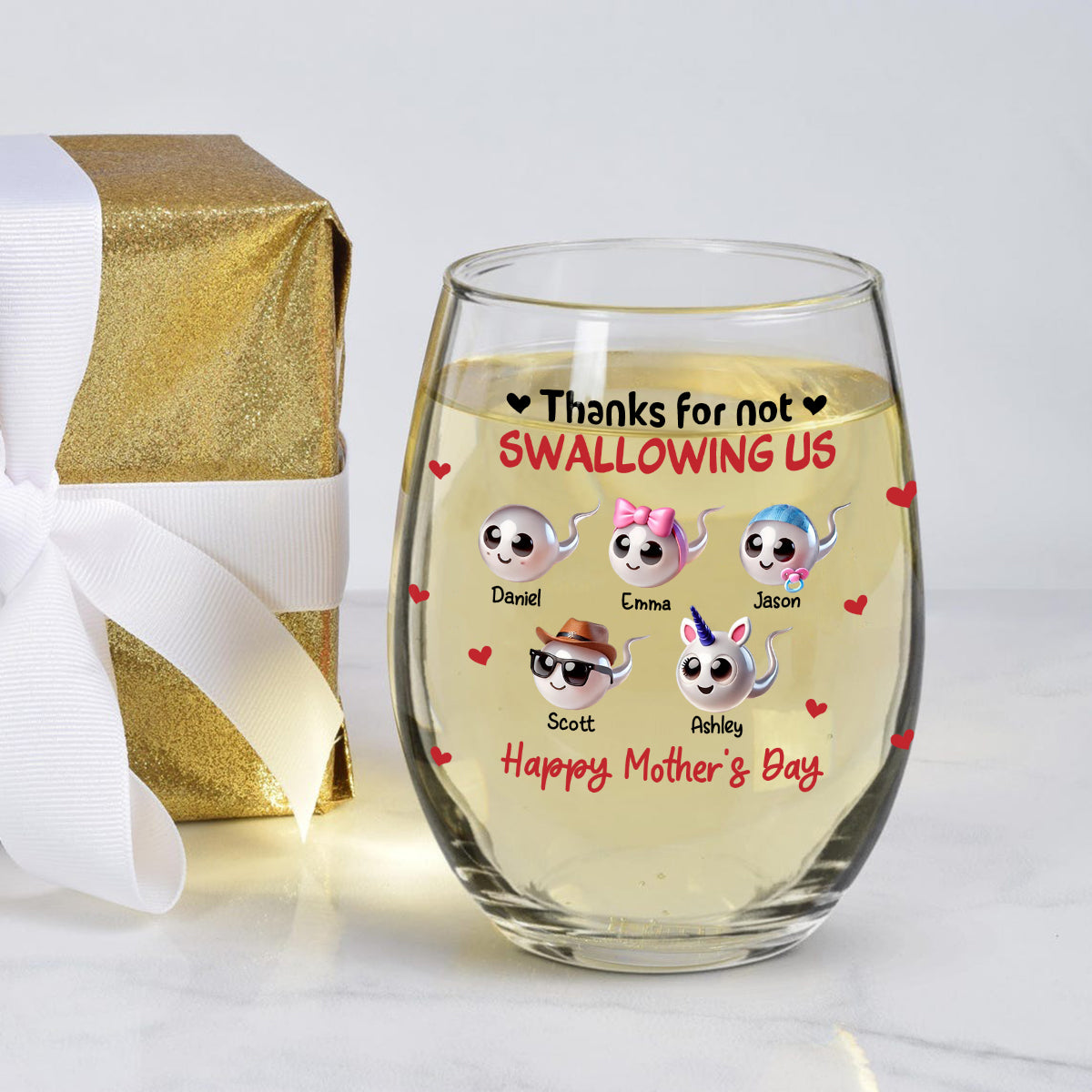 Mama, danke, dass du mich nicht verschluckt hast – personalisiertes Weinglas mit Muttermotiv