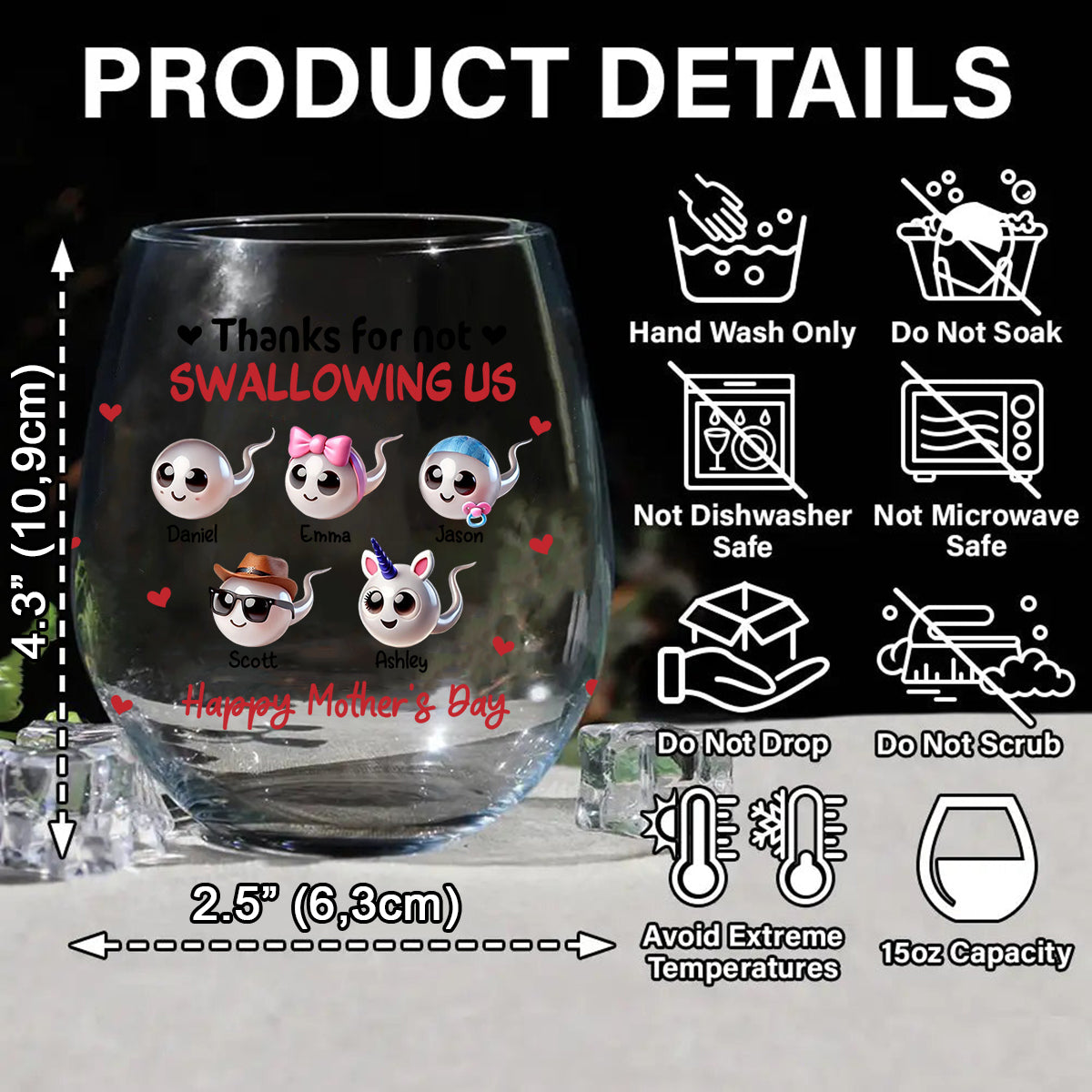 Mama, danke, dass du mich nicht verschluckt hast – personalisiertes Weinglas mit Muttermotiv