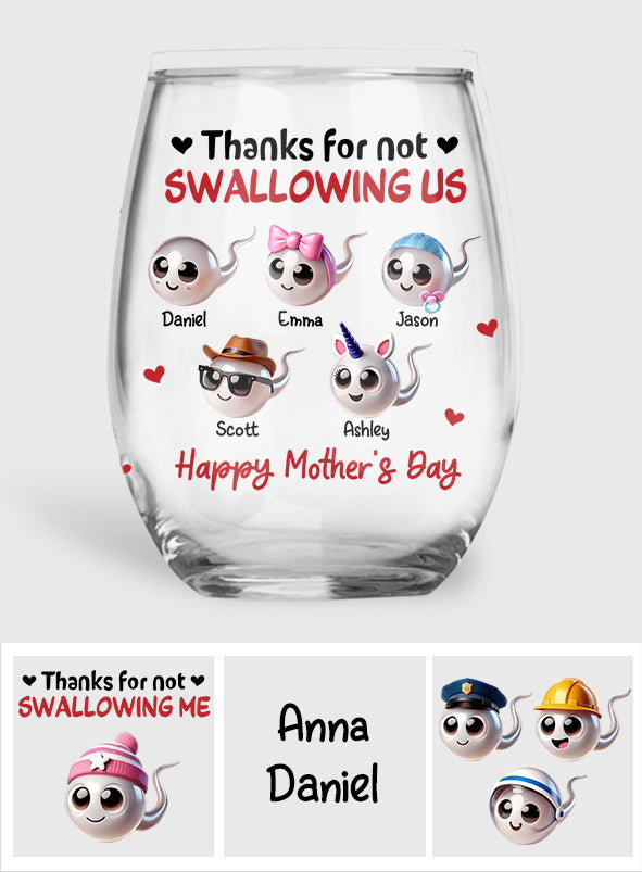 Mama, danke, dass du mich nicht verschluckt hast – personalisiertes Weinglas mit Muttermotiv