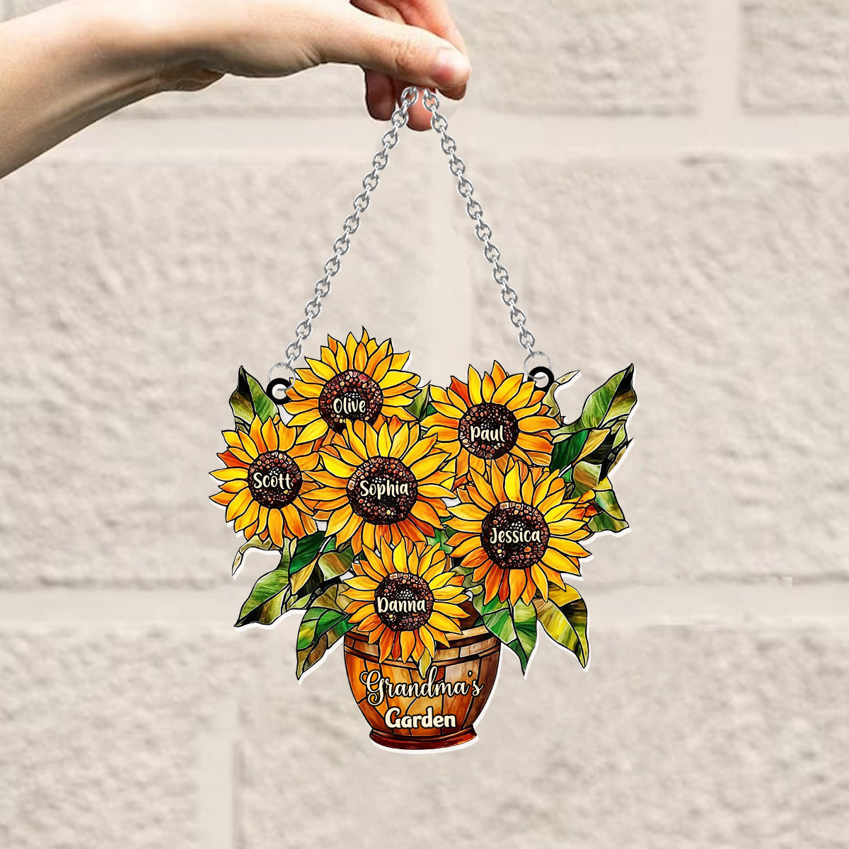 Grandma's Mom's Garden - Personalized Grandma Window Hanging Suncatcher Ornament