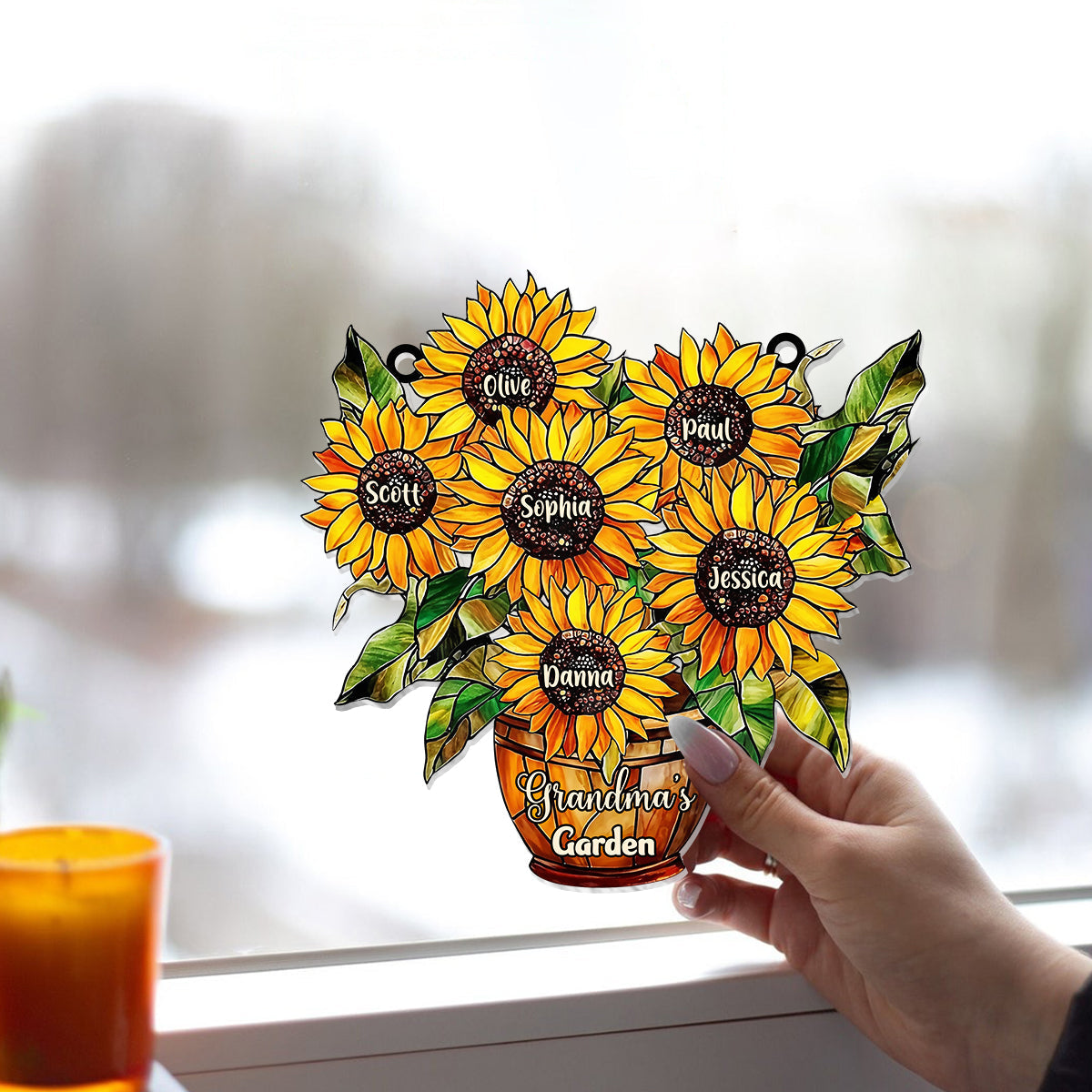 Grandma's Mom's Garden - Personalized Grandma Window Hanging Suncatcher Ornament
