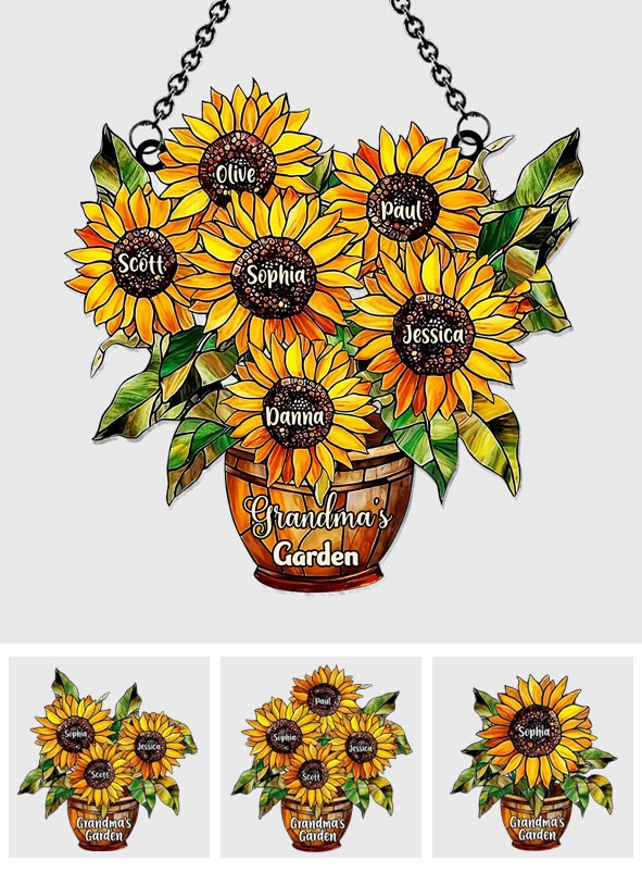 Grandma's Mom's Garden - Personalized Grandma Window Hanging Suncatcher Ornament