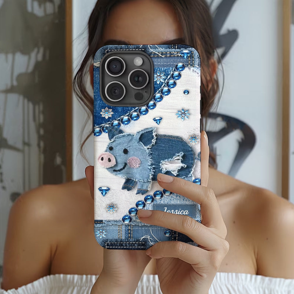 Niedliches Schwein – Personalisierte Handyhülle für Schweineliebhaber mit Volldruck