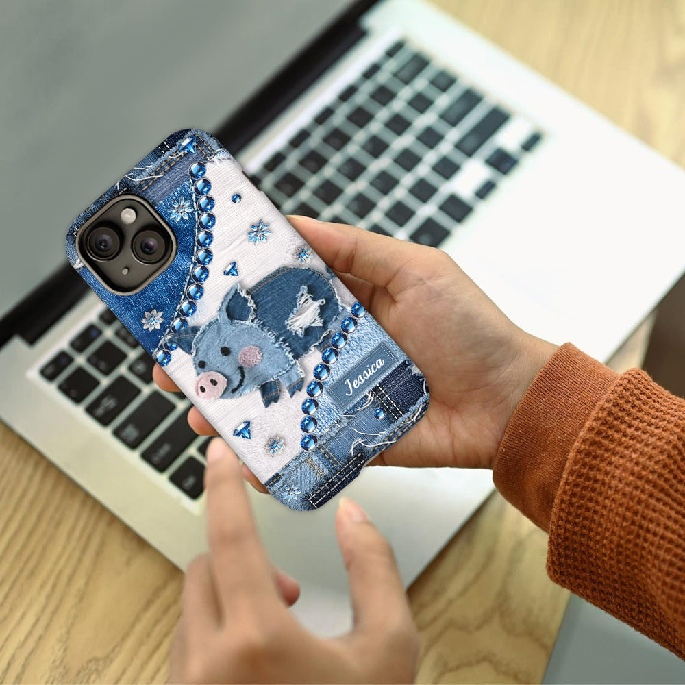 Niedliches Schwein – Personalisierte Handyhülle für Schweineliebhaber mit Volldruck