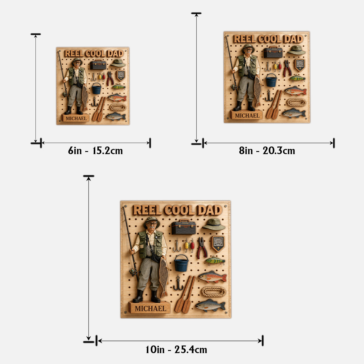 Papa liebt Angeln - Personalisierte 2-lagige Holztafel / Holzplakette