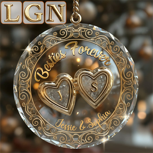 Für immer beste Freundinnen – Personalisierter runder Glasanhänger für beste Freundinnen