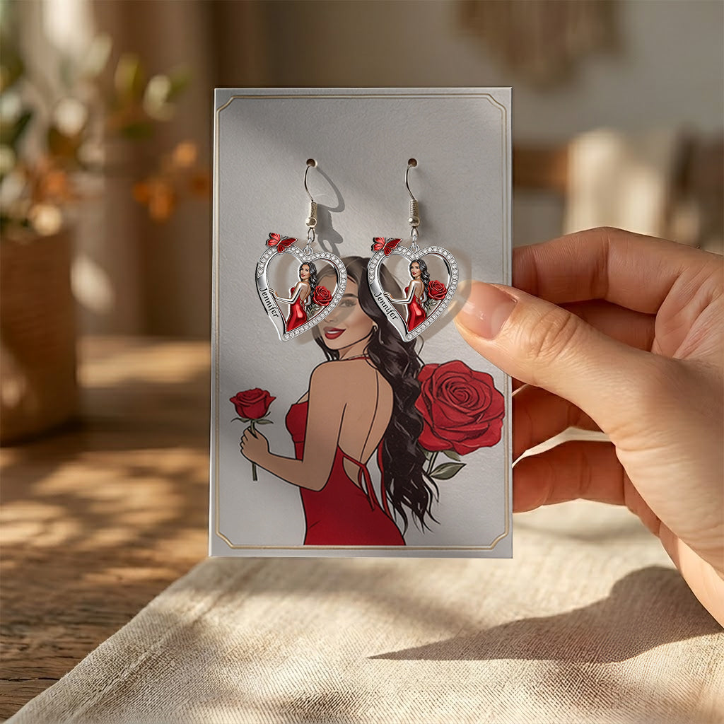 Floral Heart - Personalized Self Love Earrings With Card