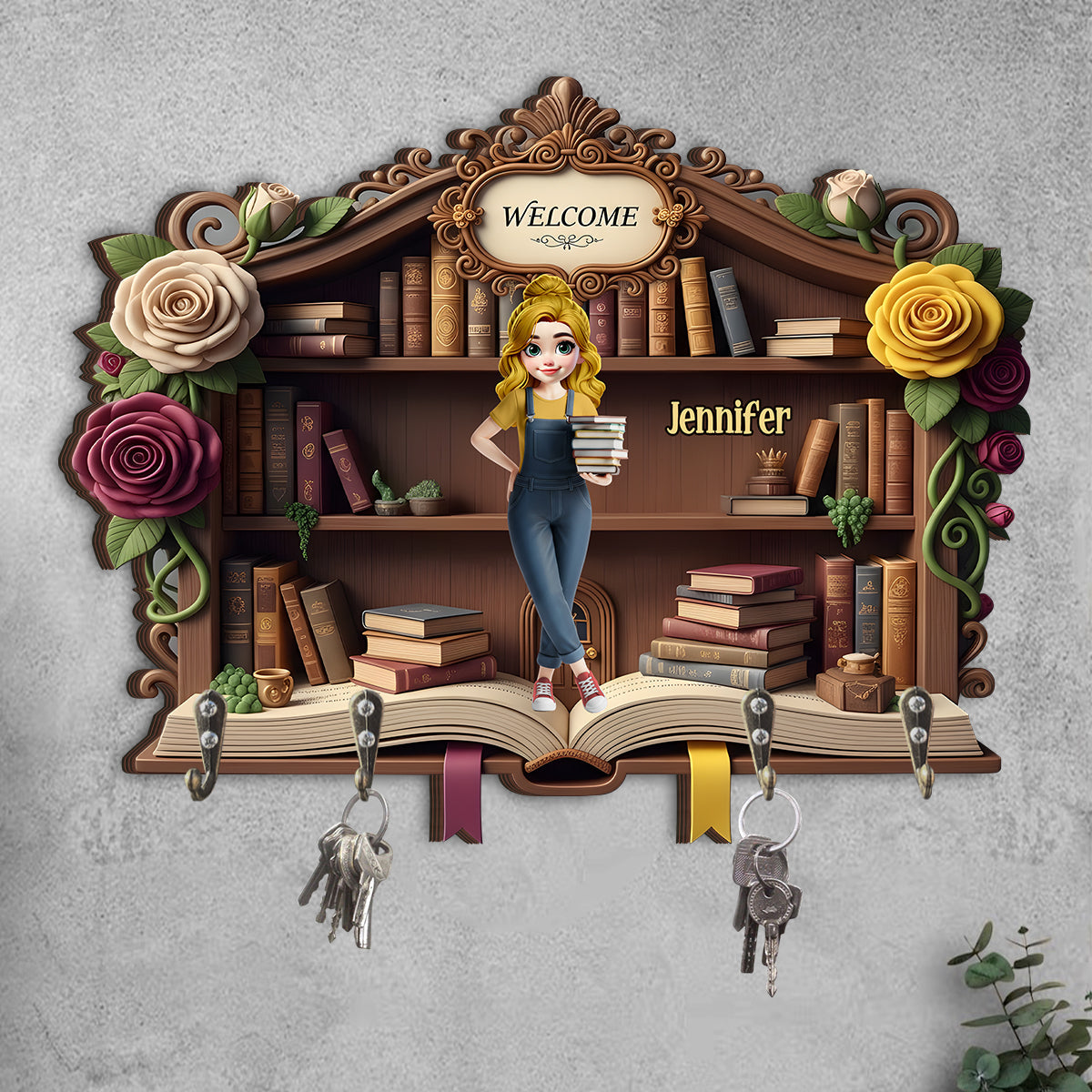 Willkommen in meinem Wohlfühlort – Personalisierter Schlüsselhalter in Buchform