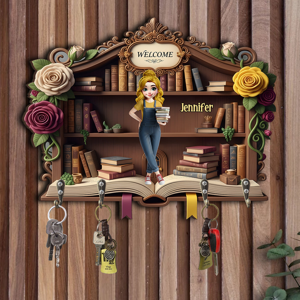 Willkommen in meinem Wohlfühlort – Personalisierter Schlüsselhalter in Buchform