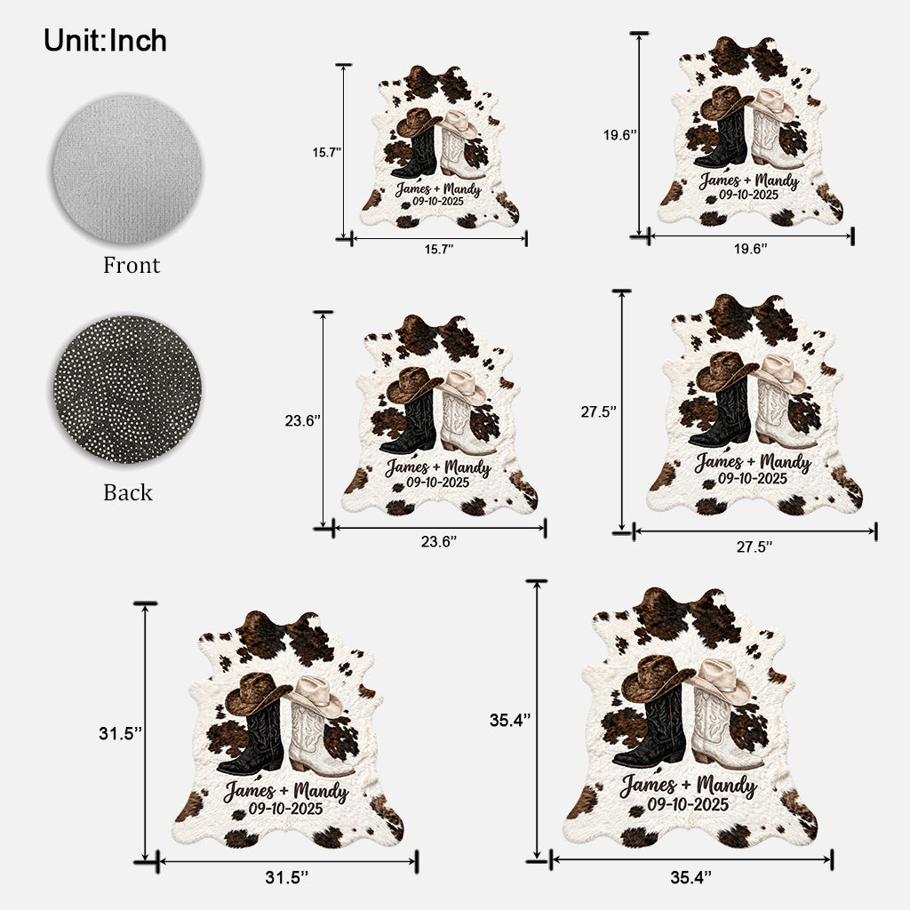 Farm House Decoration, Cowboy & Cowgirl Couple - Personalized Western Outfit Shaped Doormat/ Rug