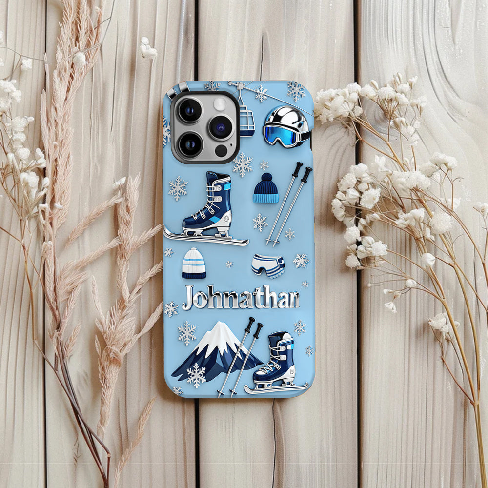 Skiing Makes Me Happy - Personalized Skiing Full Print Phone Case