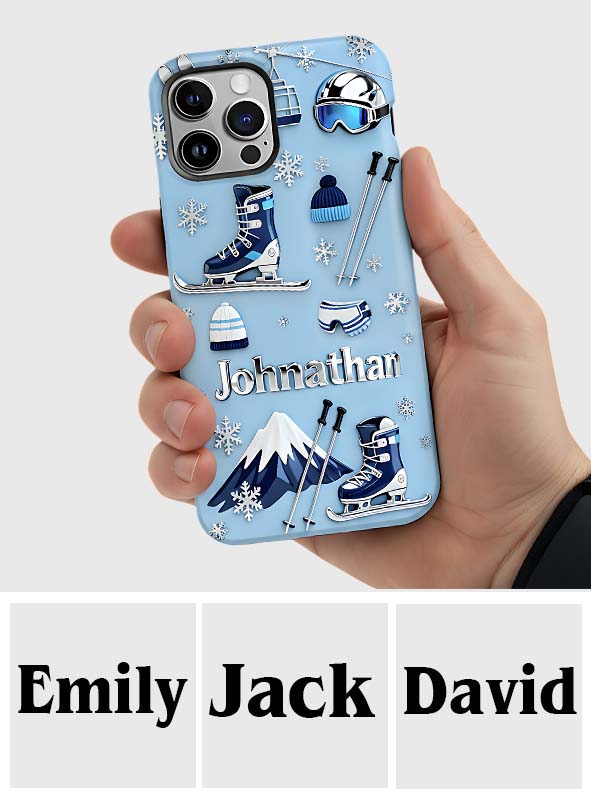 Skiing Makes Me Happy - Personalized Skiing Full Print Phone Case