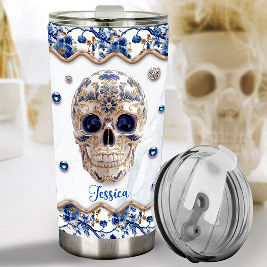 Totenkopf-Toile-de-Jouy – Personalisierter Totenkopf-Trinkbecher