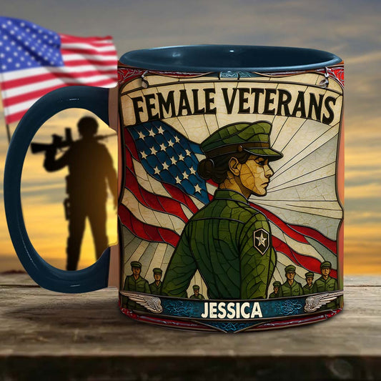 The Female Veteran - Personalized Veteran Accent Mug