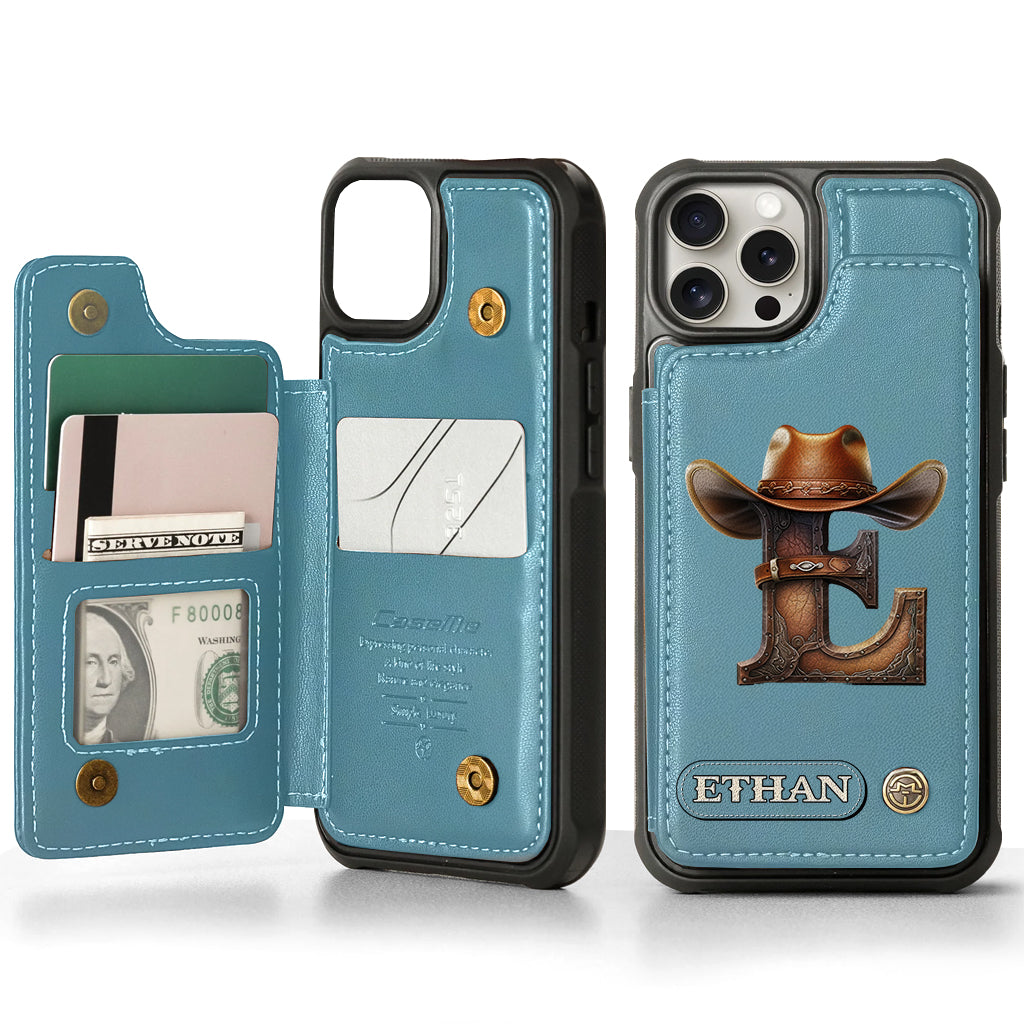 Western Style Name Initial Letter - Personalized Cowboy/Cowgirl Wallet Phone Case
